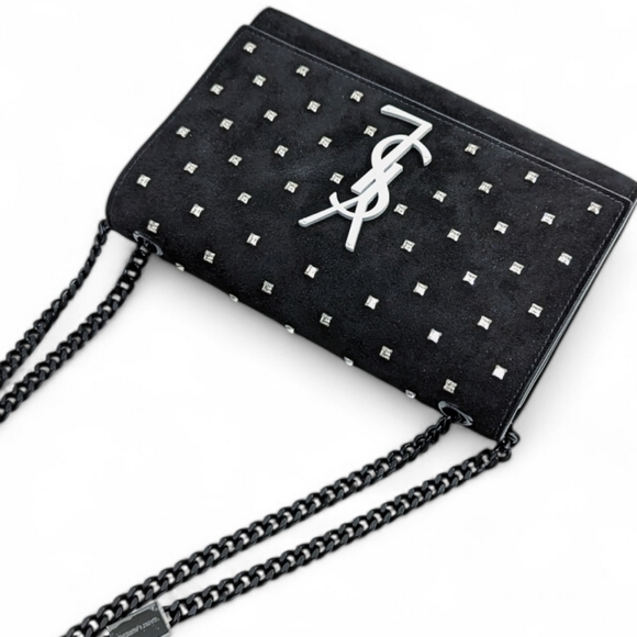 ✨️💎Authentic Saint Laurent Kate Crystal Embellished Suede & Leather Bag - Picture 11 of 16